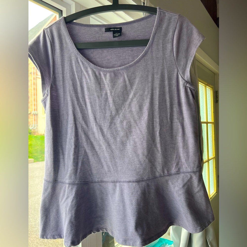 DKNY peplum cotton shirt. Light purple. EUC.